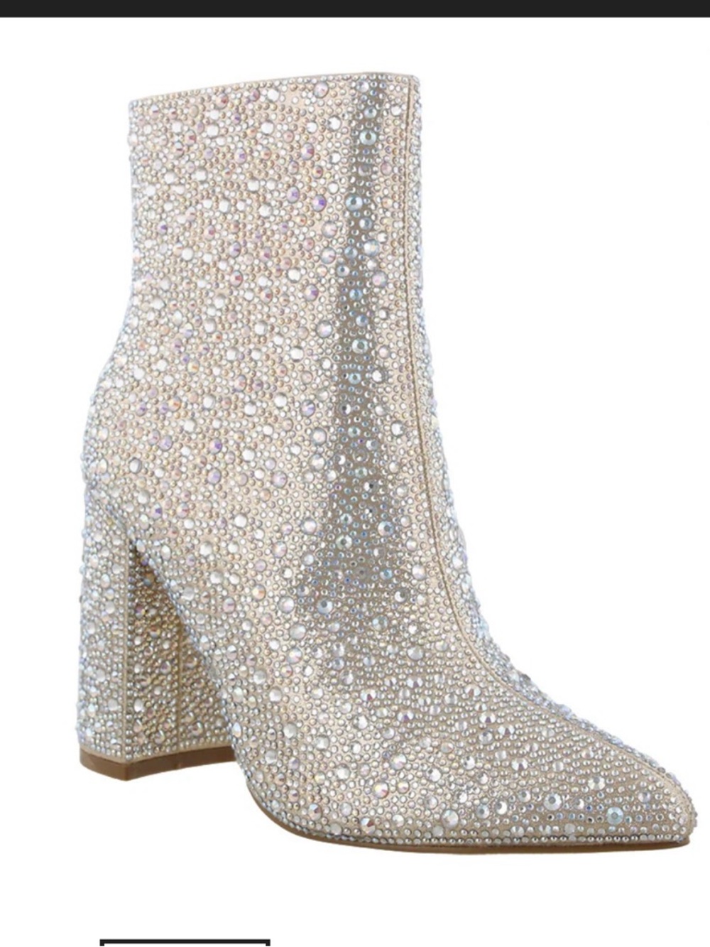 De Blossom Collection Crystal Pearl Embellished Ankle Boot - Cream